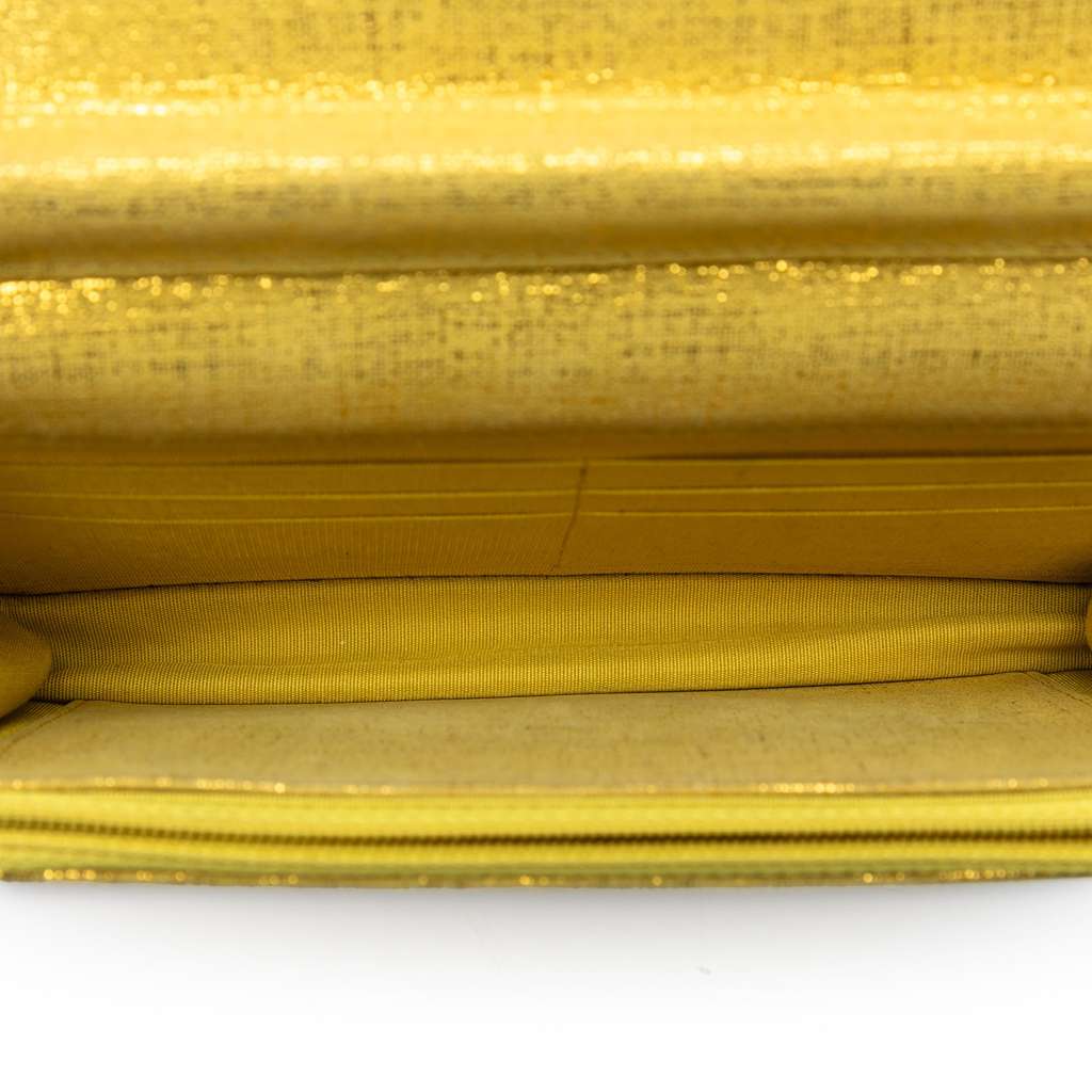 Chanel CC Quilted Metallic Fabric Wallet On Chain - 4