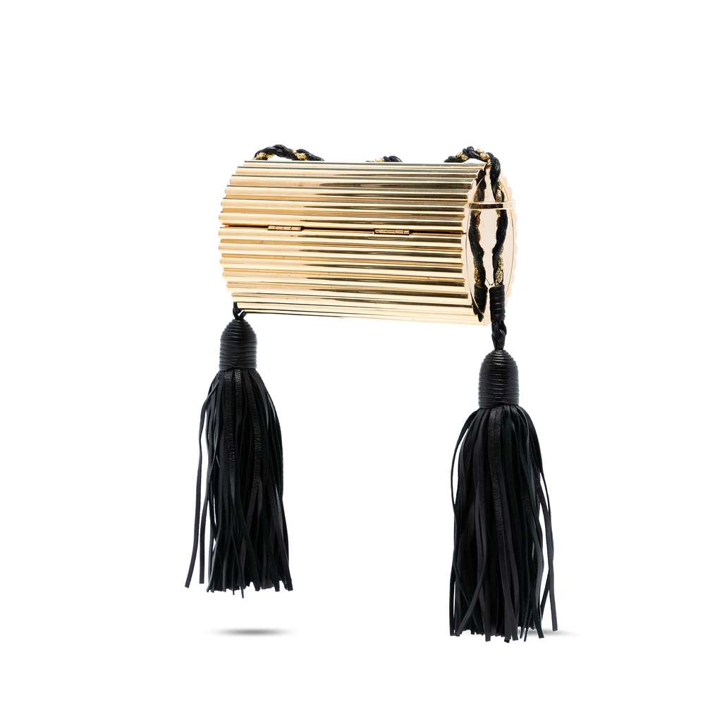 Saint Laurent Ribbed Acrylic Lambskin Fringe Monogram Opium Box Bag - 2