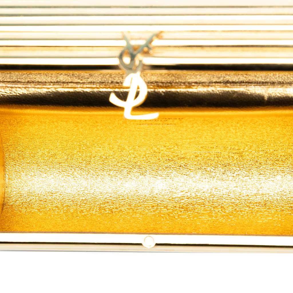 Saint Laurent Ribbed Acrylic Lambskin Fringe Monogram Opium Box Bag - 4