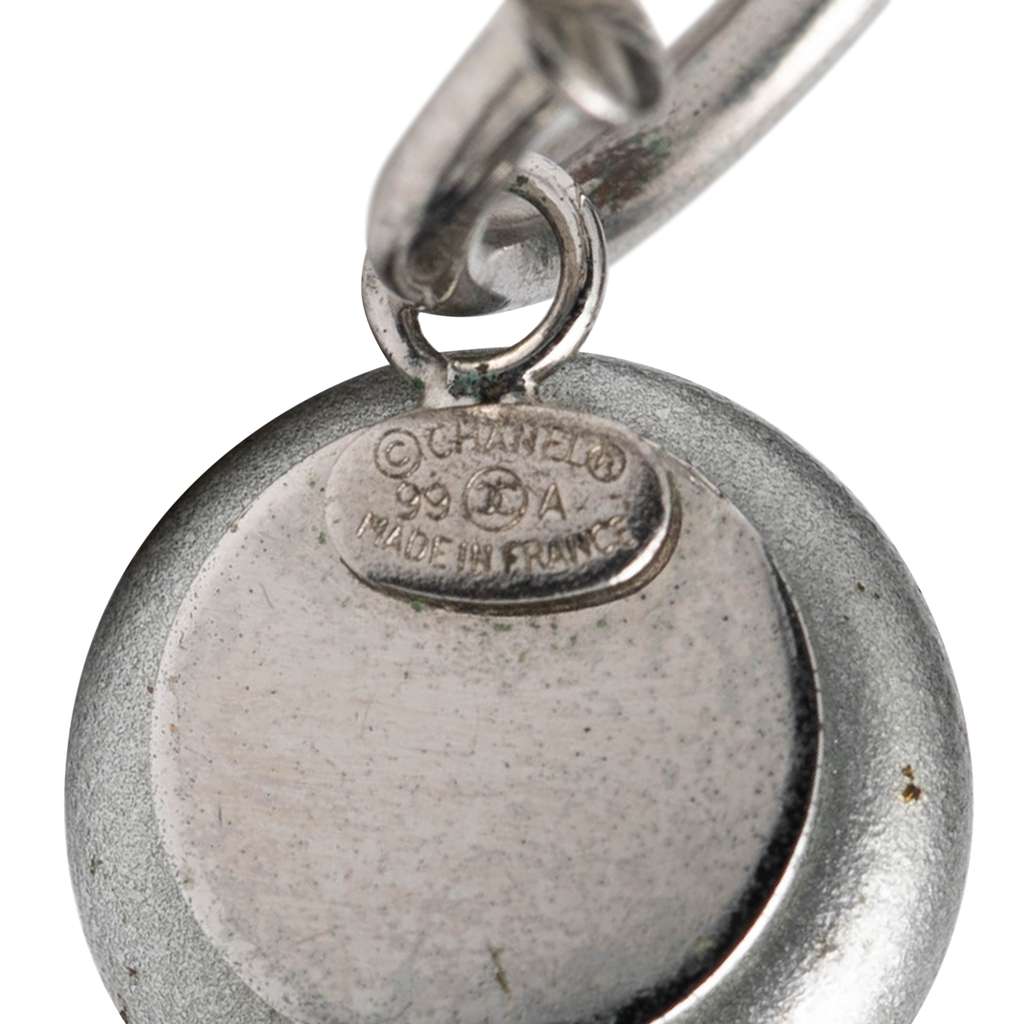 Chanel Silver Plated Hoop Drop Earrings - 3