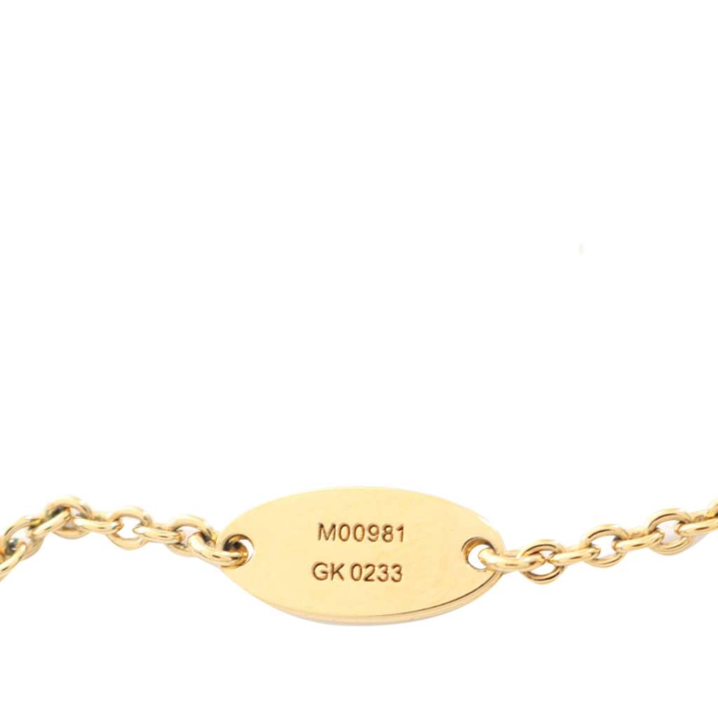 Louis Vuitton Gold Plated Faux Pearl LV Floragram Necklace - 5