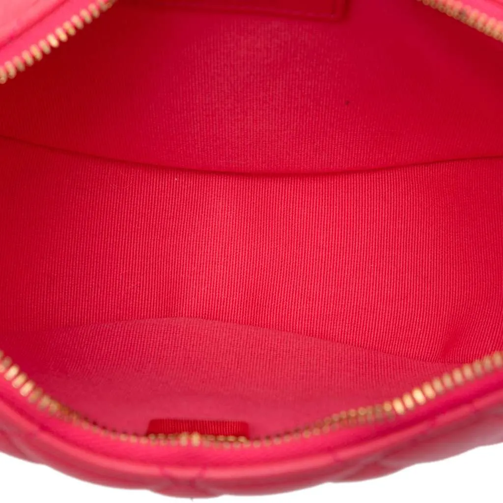 Chanel Small Quilted Lambskin Chain Around Hook Hobo Bag Pink Leather Good - Model View