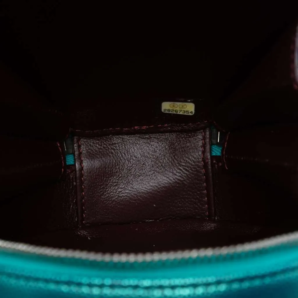 Chanel Quilted Metallic Caviar Rainbow Hardware Oval Camera Bag Blue Leather Very good - Model View