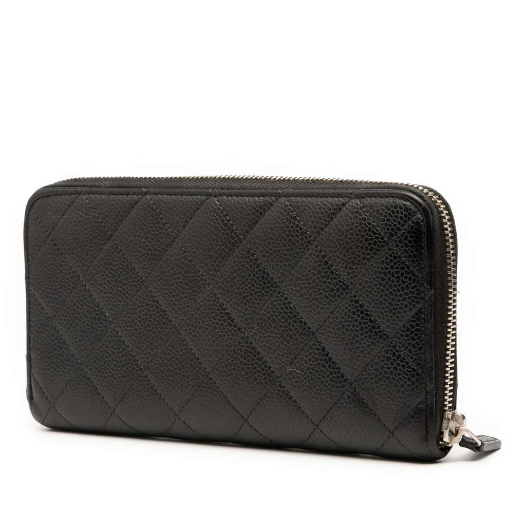 Chanel CC Quilted Caviar Zip Around Long Wallet - 2