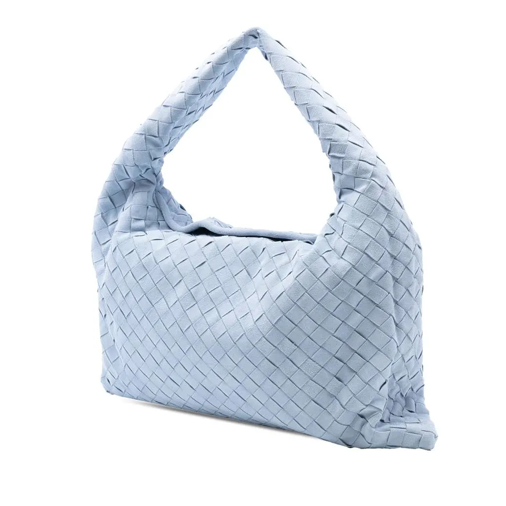 Bottega Veneta Small Suede Intrecciato Hop Hobo Blue Leather Very good - Back View