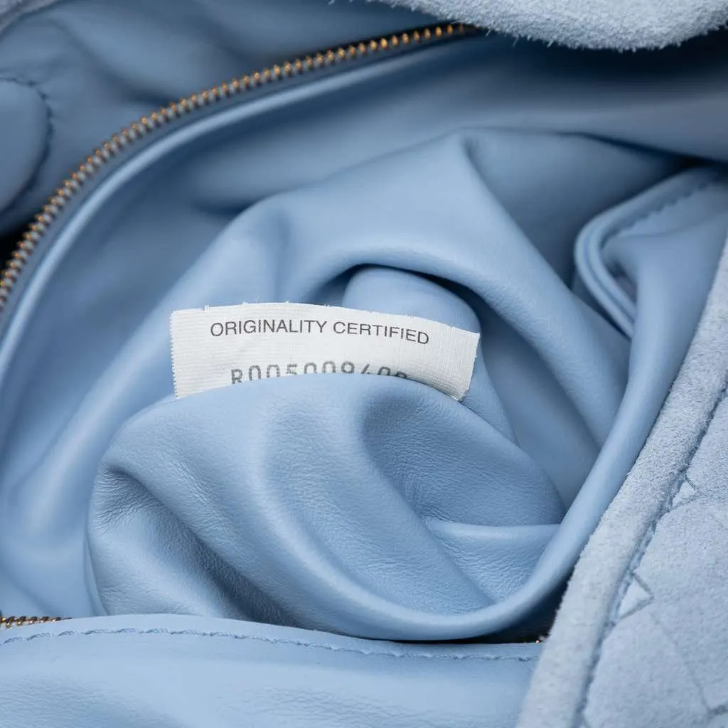 Bottega Veneta Small Suede Intrecciato Hop Hobo Blue Leather Very good - Box View