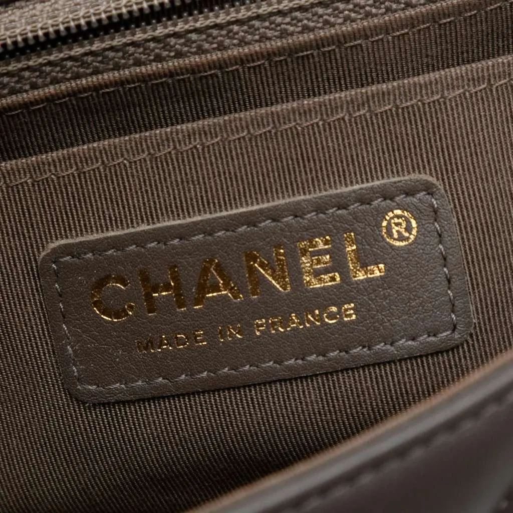 Chanel Small Chevron Lambskin Statement Flap Brown Leather Good - Box View