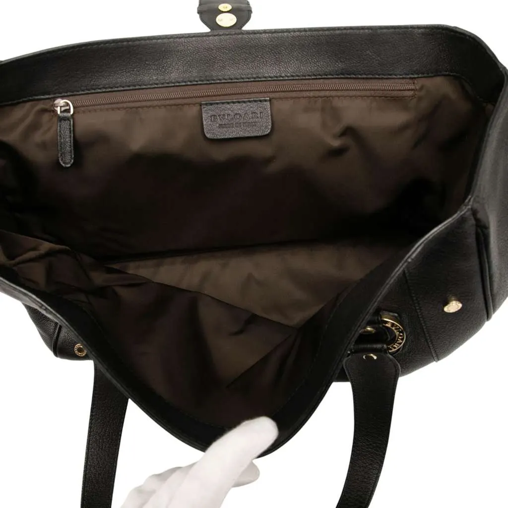 Bvlgari Leather Tote Black Leather Good - Model View