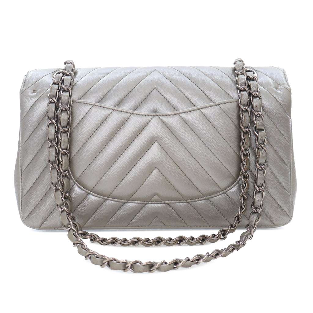 Chanel Medium Classic Chevron Caviar Double Flap - 3