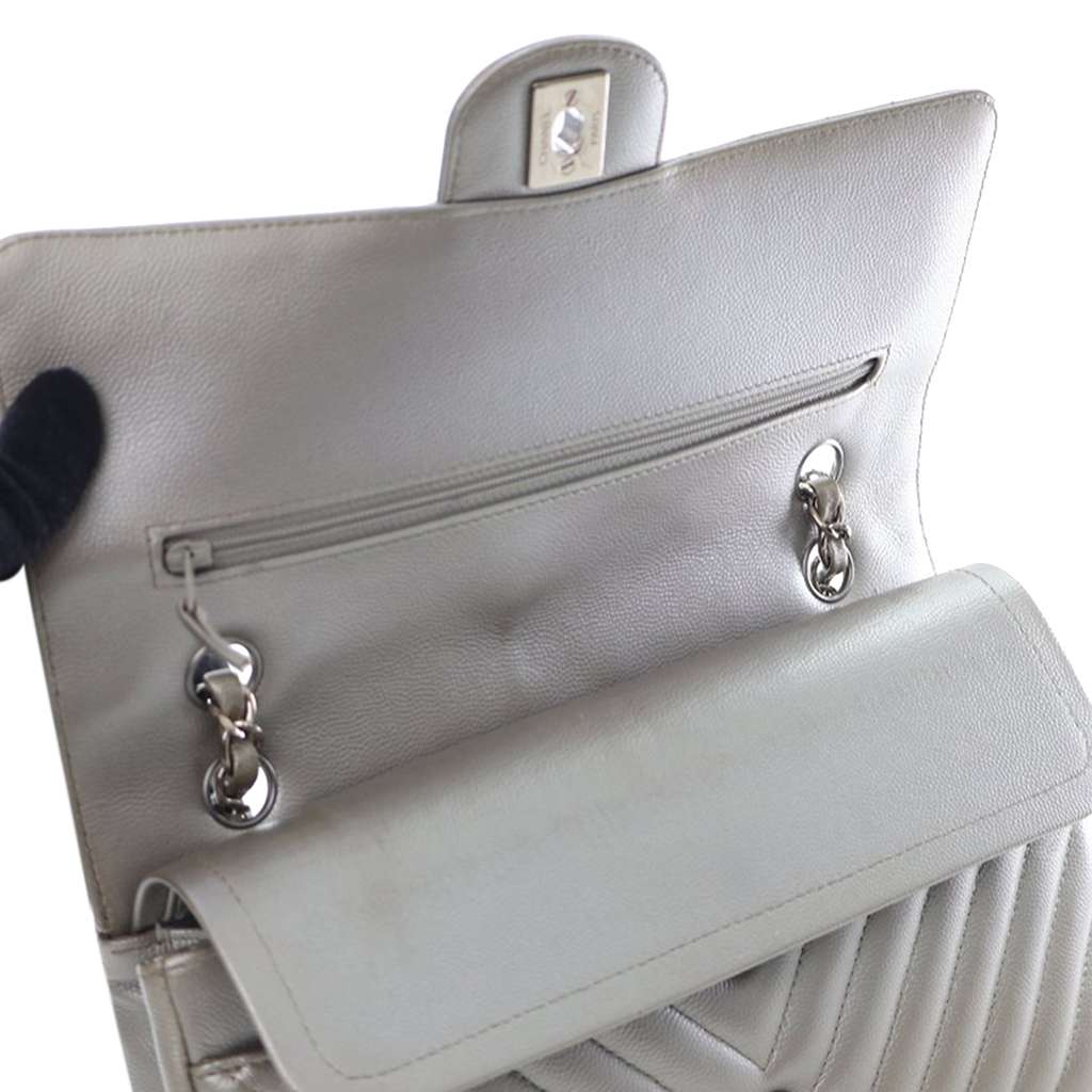 Chanel Medium Classic Chevron Caviar Double Flap - 5