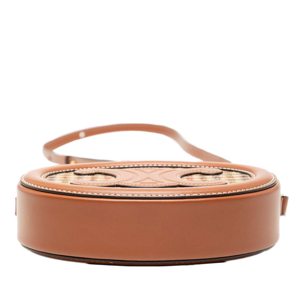 Celine Small Houndstooth Canvas and Calfskin Cuir Triomphe Oval Crossbody - 3