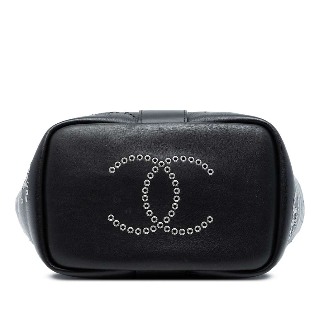 Chanel Small Perforated Calfskin Logo Eyelet Bucket Bag - 3