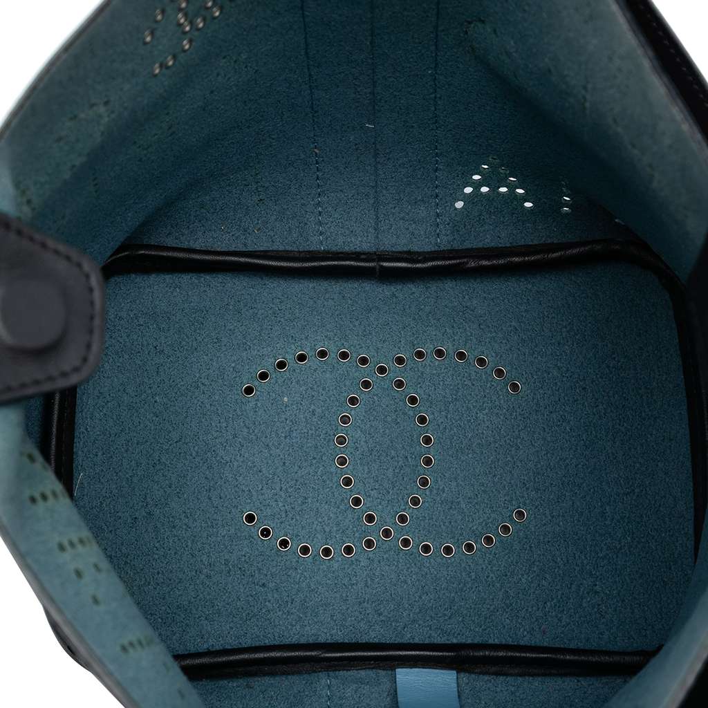 Chanel Small Perforated Calfskin Logo Eyelet Bucket Bag - 4