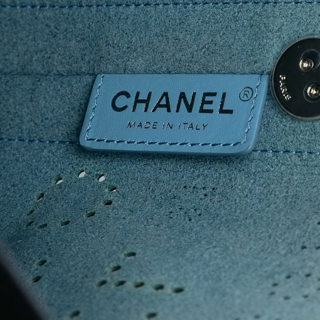 Chanel Small Perforated Calfskin Logo Eyelet Bucket Bag Black Leather Very good - Box View