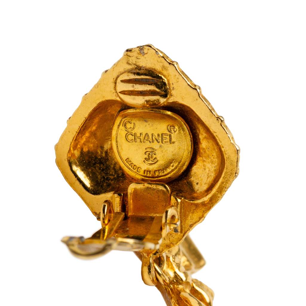 Chanel Gold Plated Bow Drop Clip on Earrings - 3