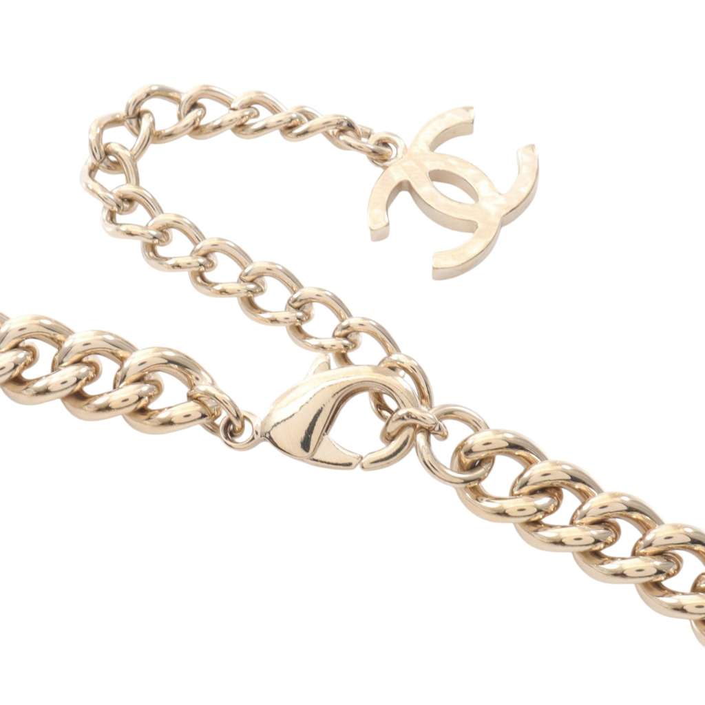 Chanel Gold Plated Crystal Star and Logo Pendant Necklace - 4