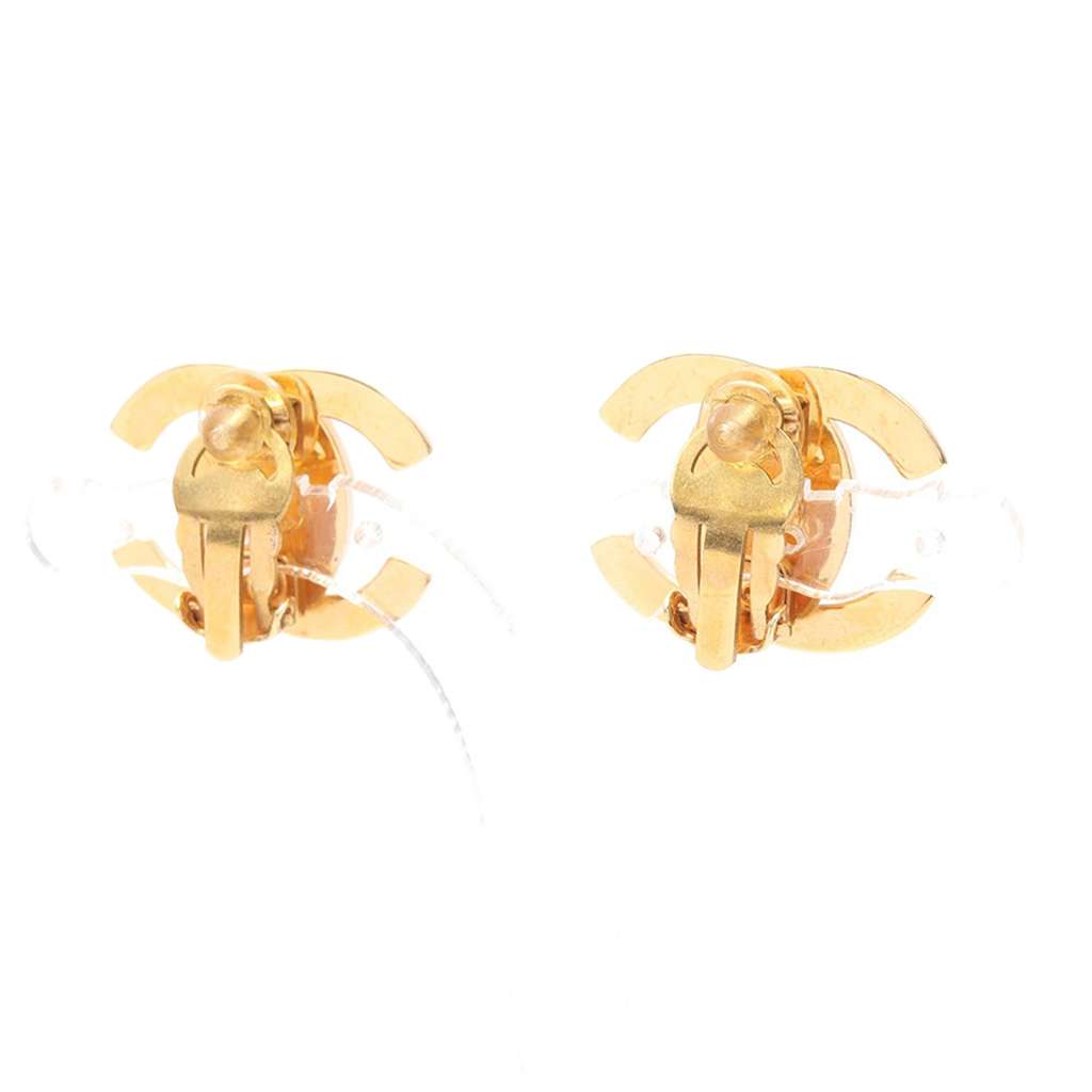 Chanel Gold Plated CC Turn Lock Clip on Earrings - 2