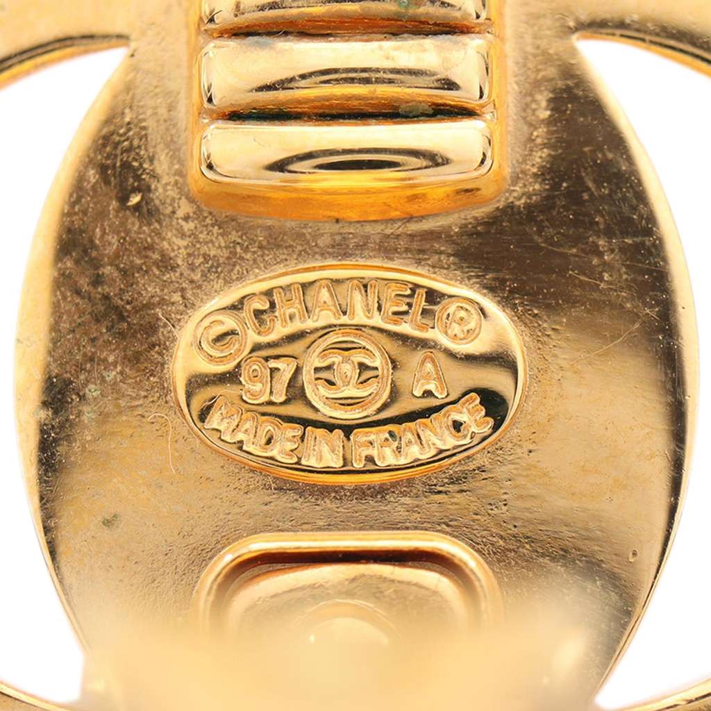 Chanel Gold Plated CC Turn Lock Clip on Earrings - 4