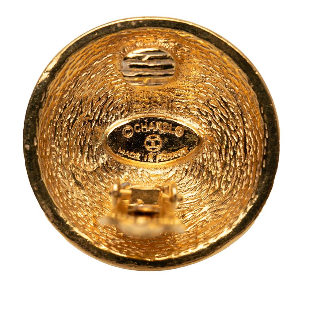 Chanel Gold Plated CC Round Clip On Earrings - 3