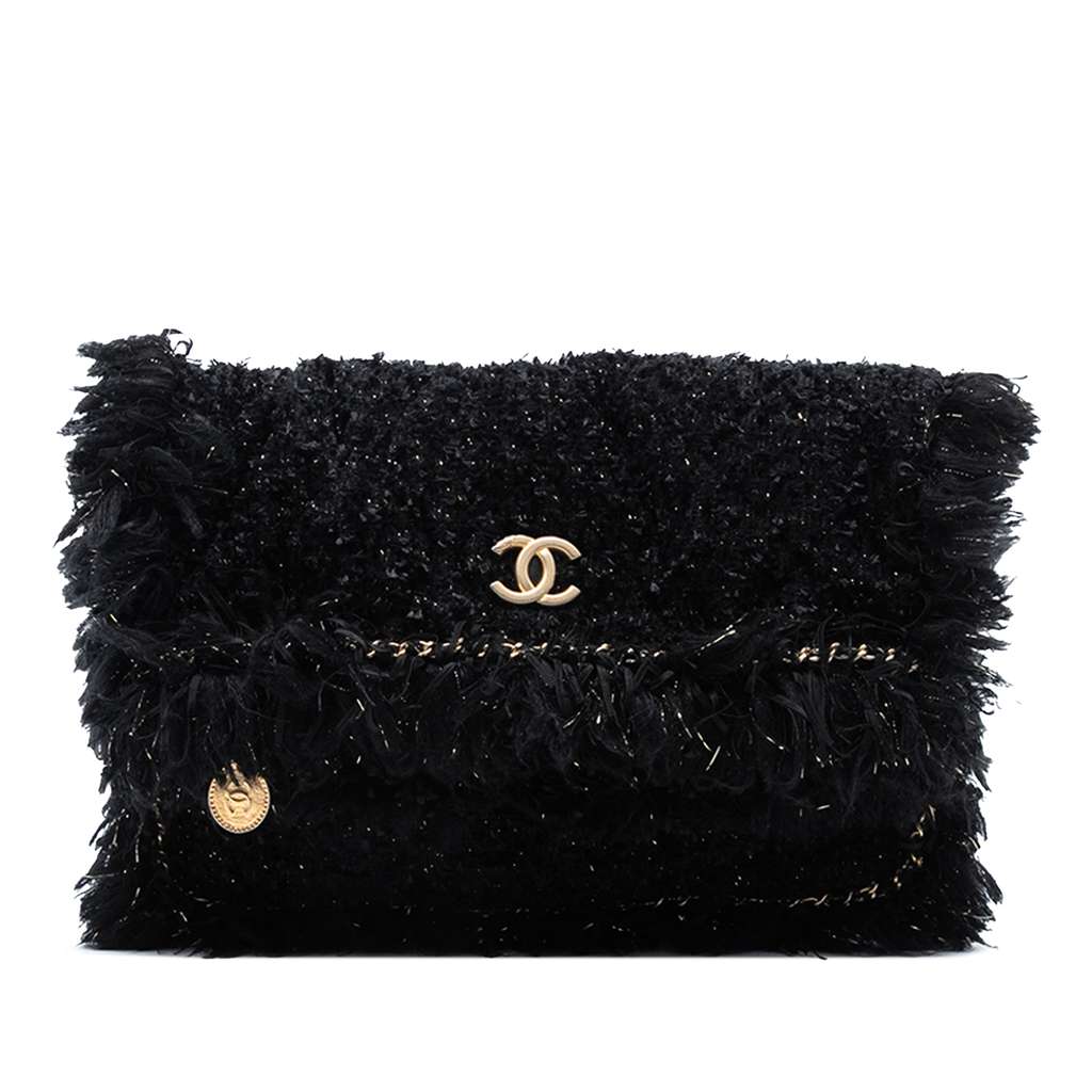 Chanel Paris Cosmopolite Tweed Fringe Clutch