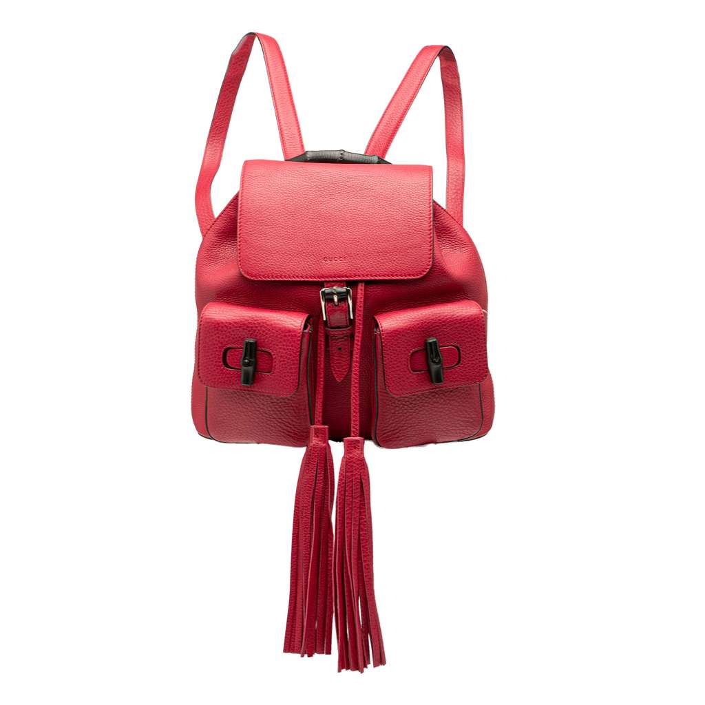 Gucci Leather Bamboo Tassel Backpack