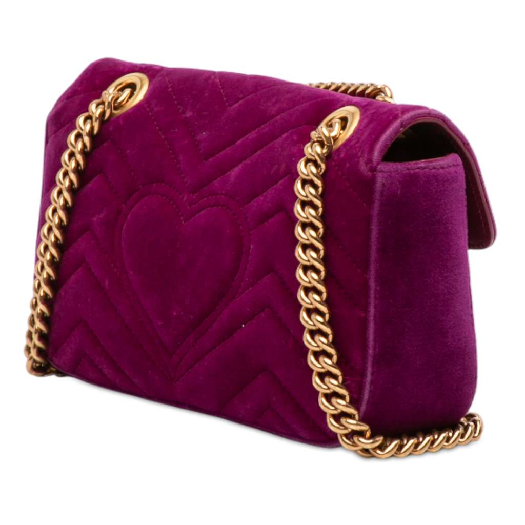Gucci Small GG Marmont Matelasse Velvet Shoulder Bag - 2
