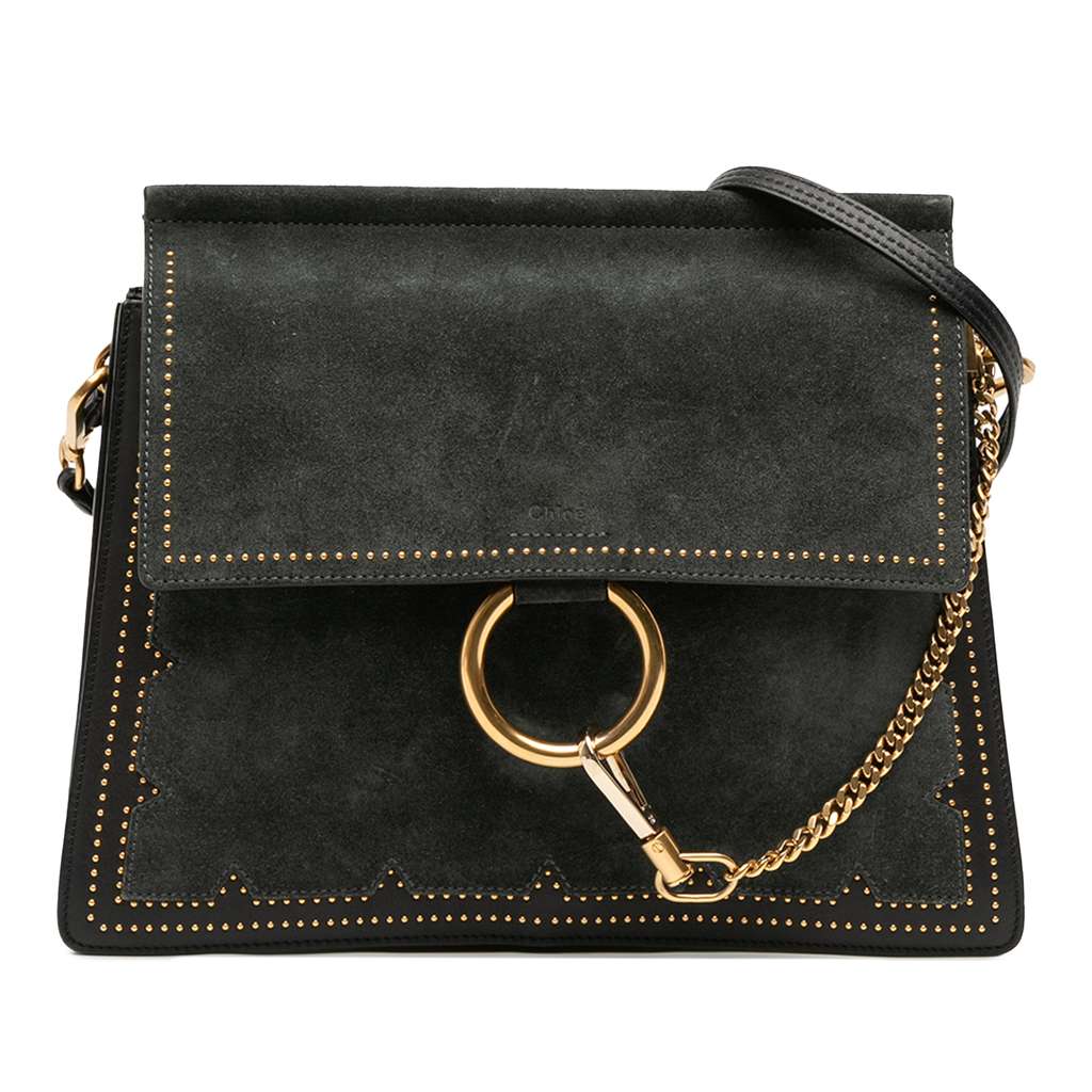 Chloé Medium Studded Suede and Calfskin Faye Crossbody