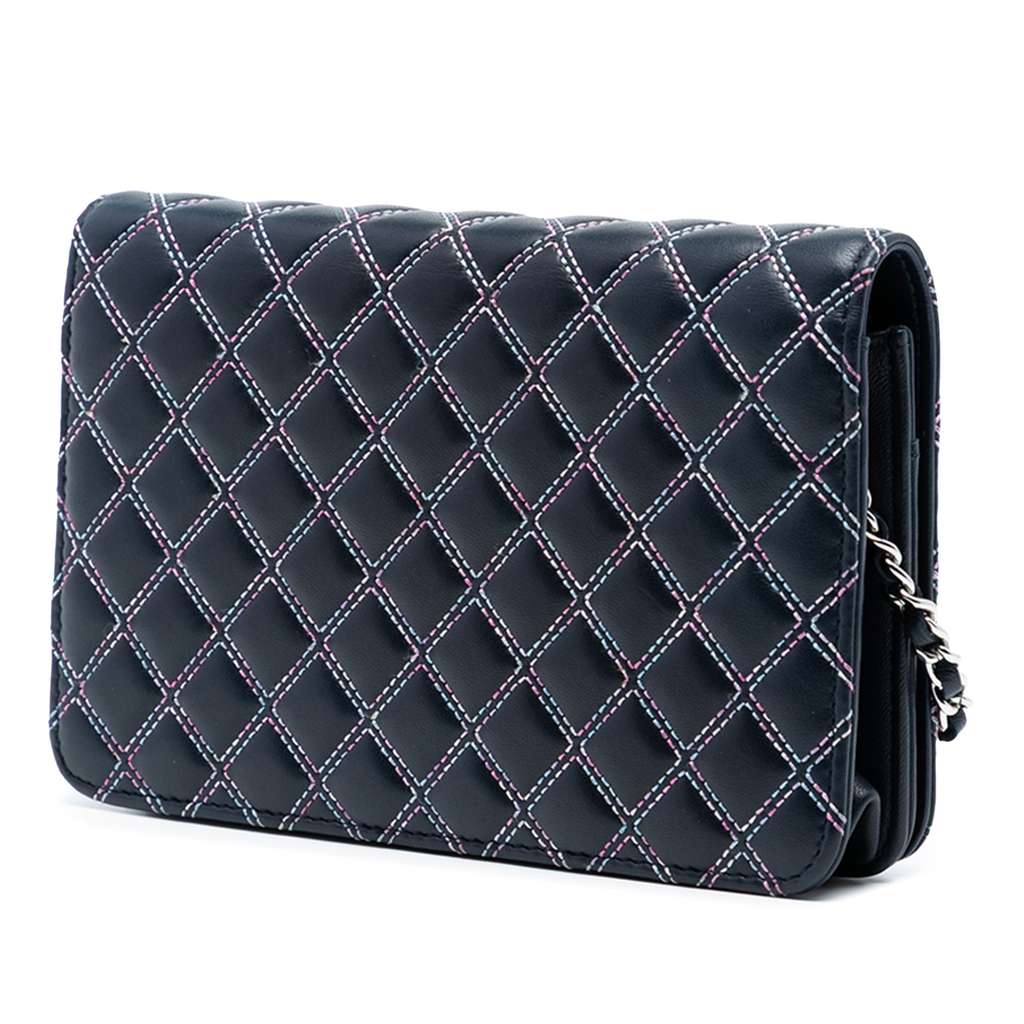 Chanel CC Quilted Lambskin Double Stitch Wallet On Chain - 2