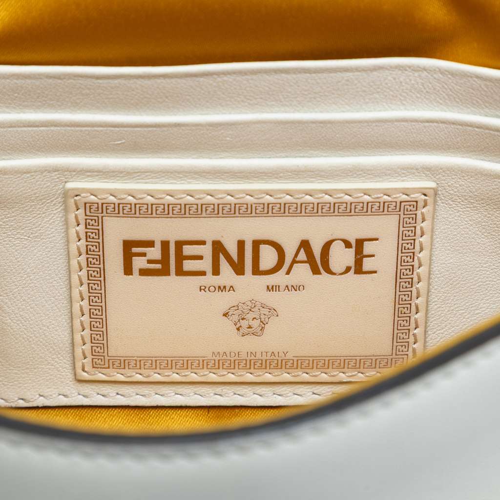 Fendi Versace Vitello Seta Fendace Mini Brooch Baguette Satchel - 5