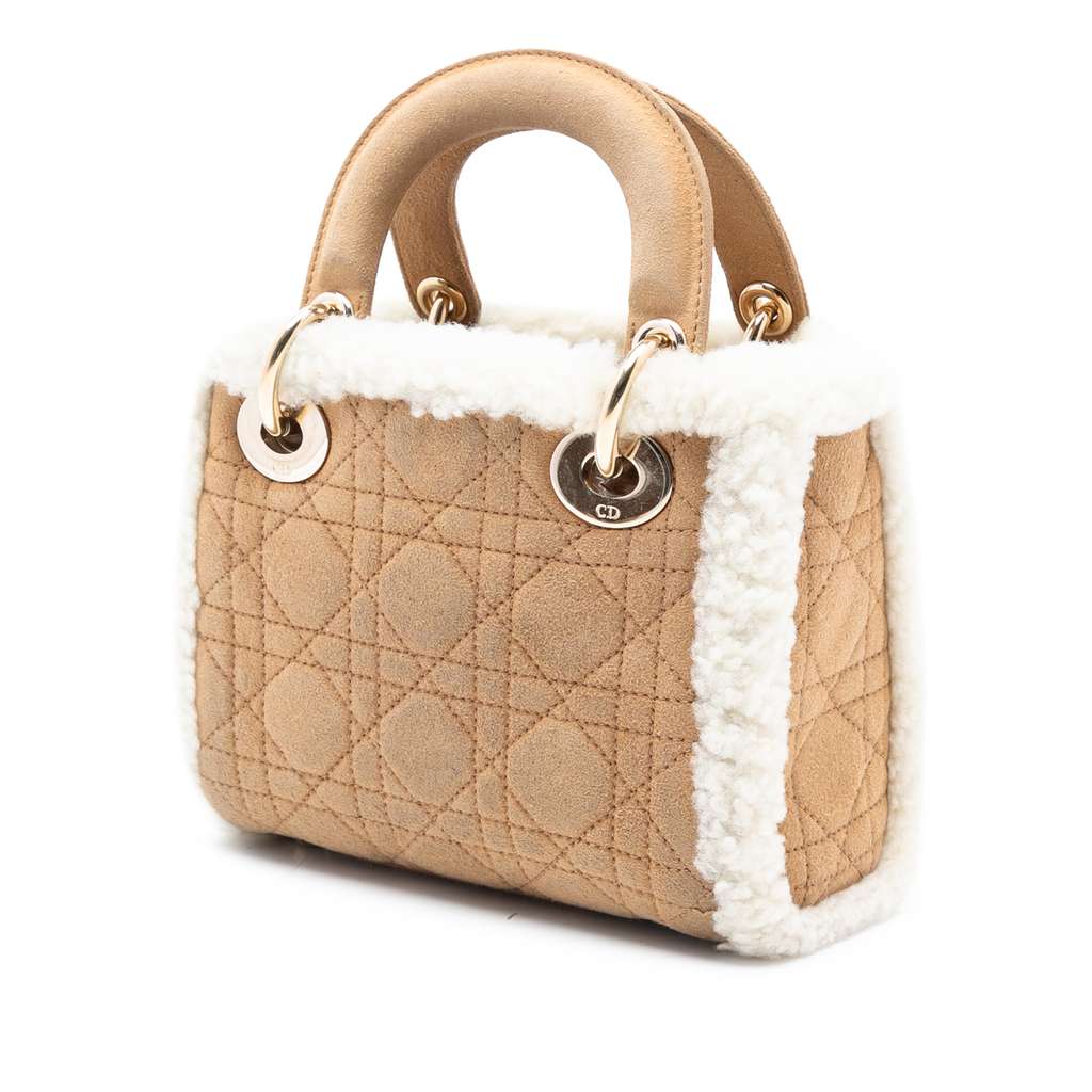 Dior Mini Suede Cannage with Shearling Trim Lady Dior - 2