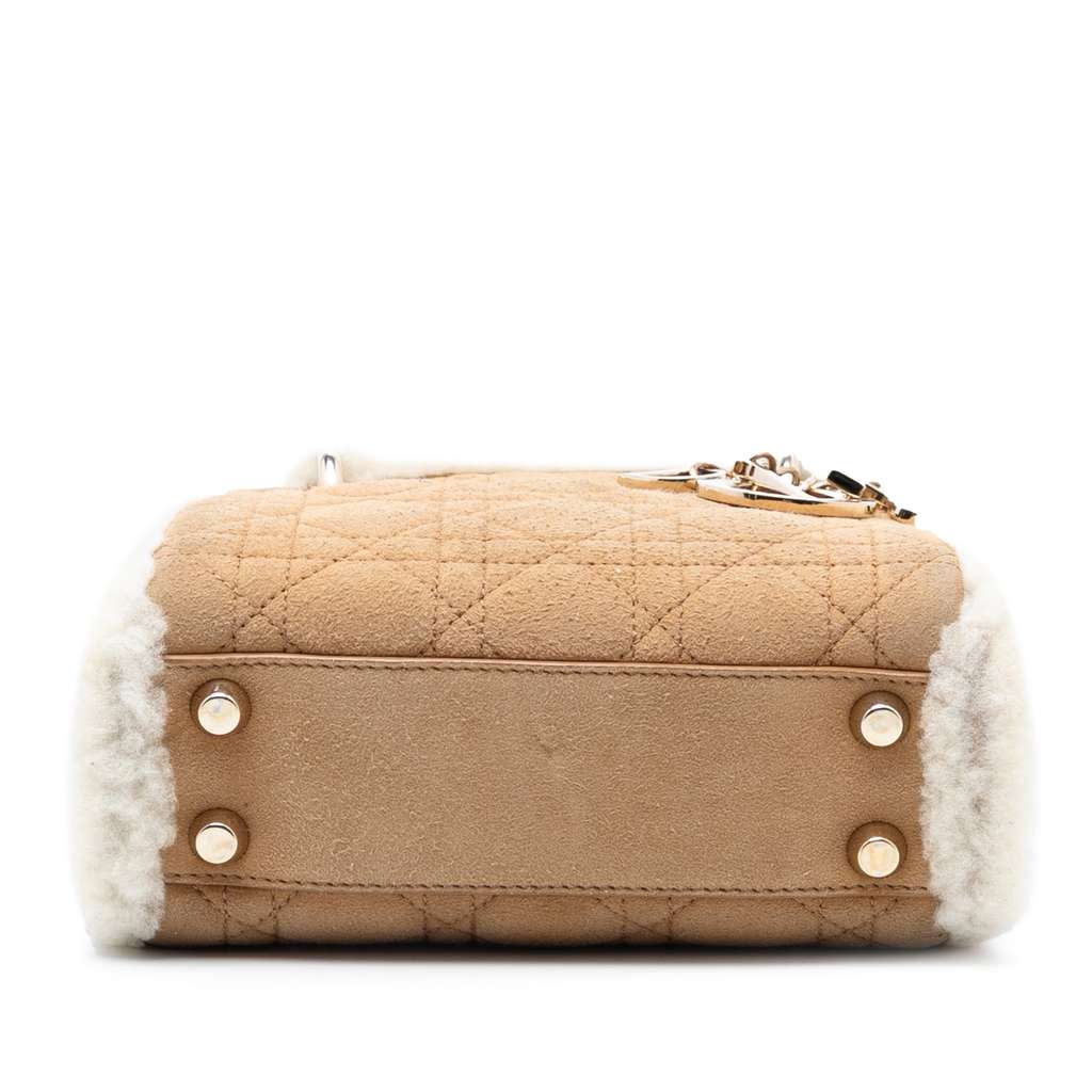 Dior Mini Suede Cannage with Shearling Trim Lady Dior - 3