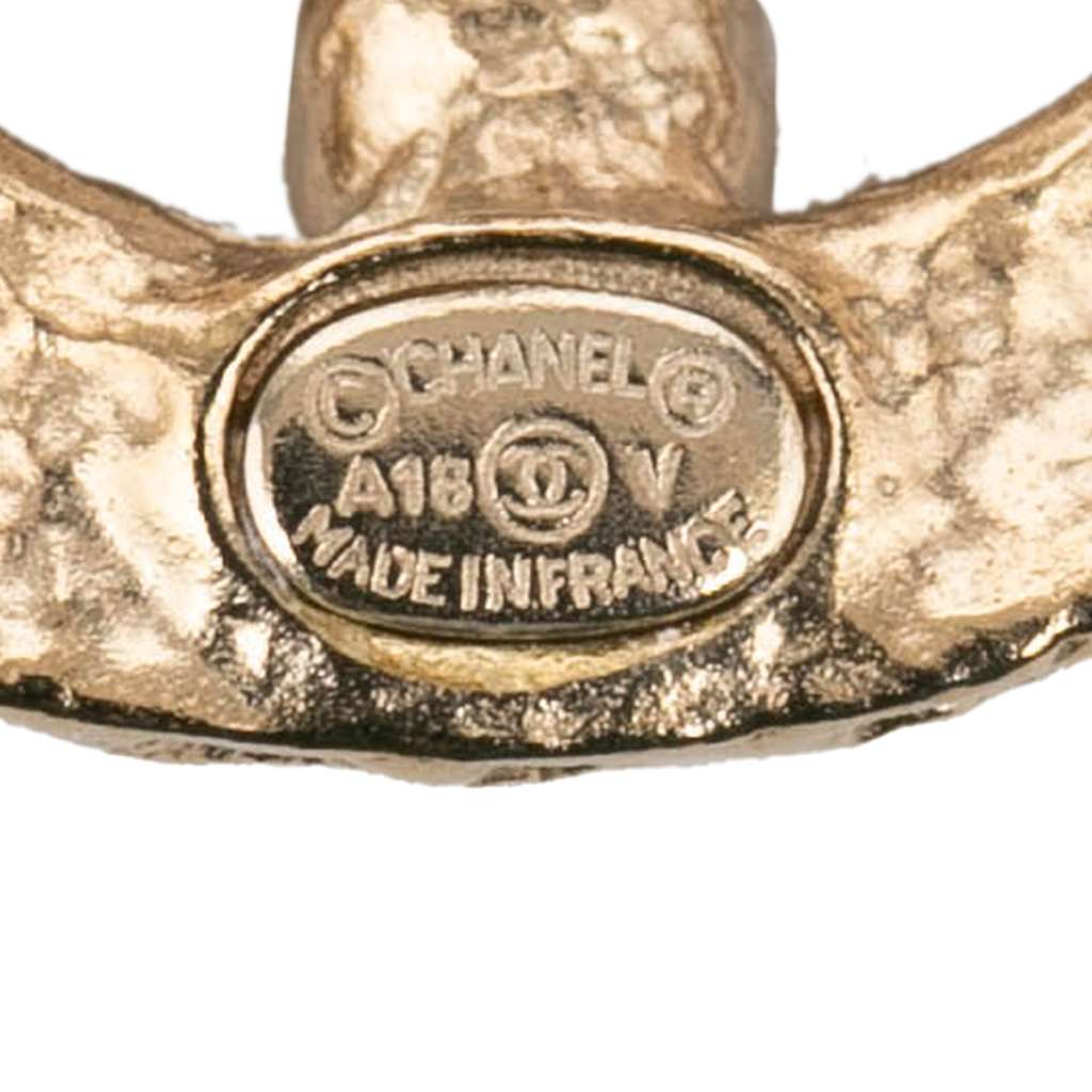 Chanel CC Gold Plated Faux Pearl Round Earrings - 3