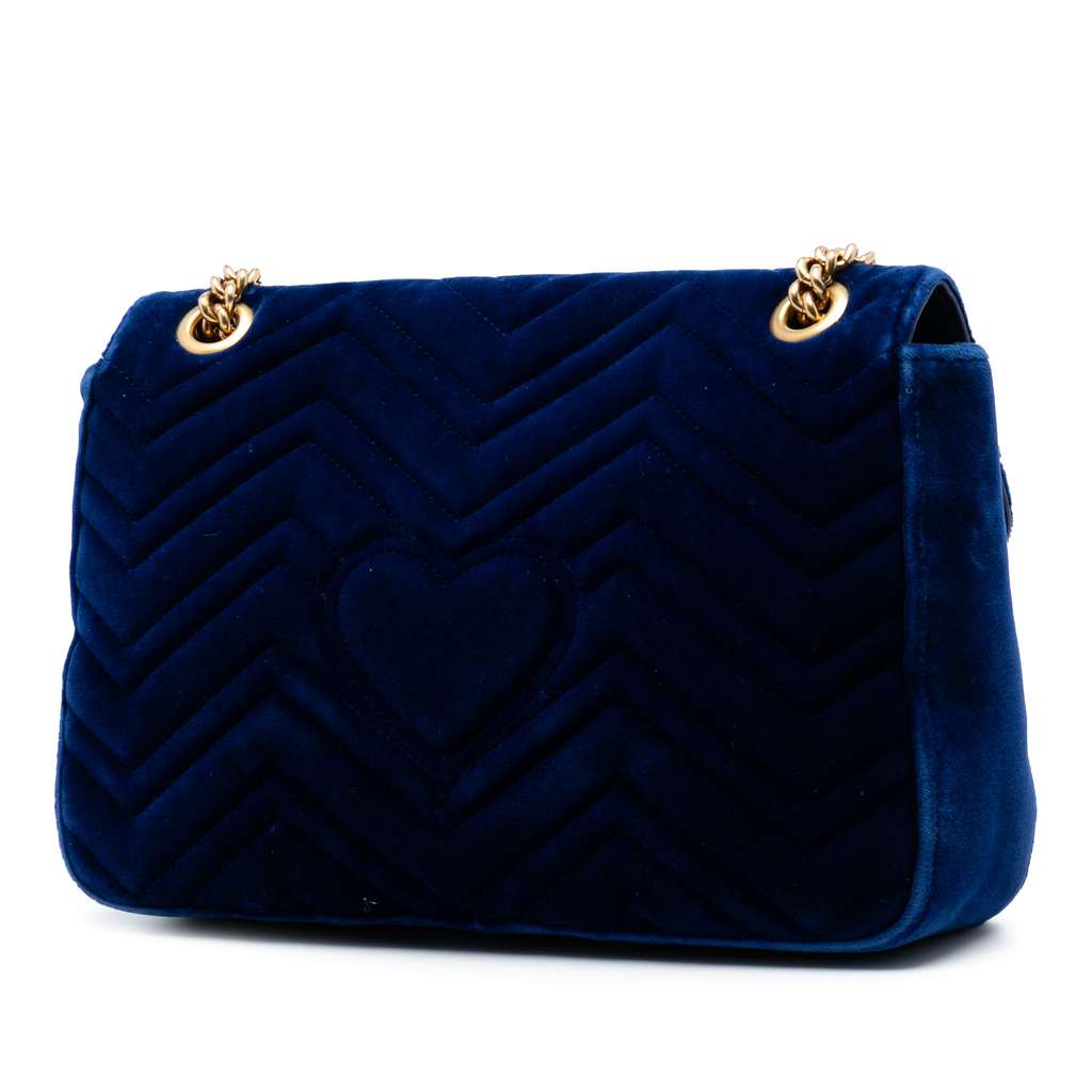 Gucci Large GG Marmont Matelasse Velvet Shoulder Bag - 2