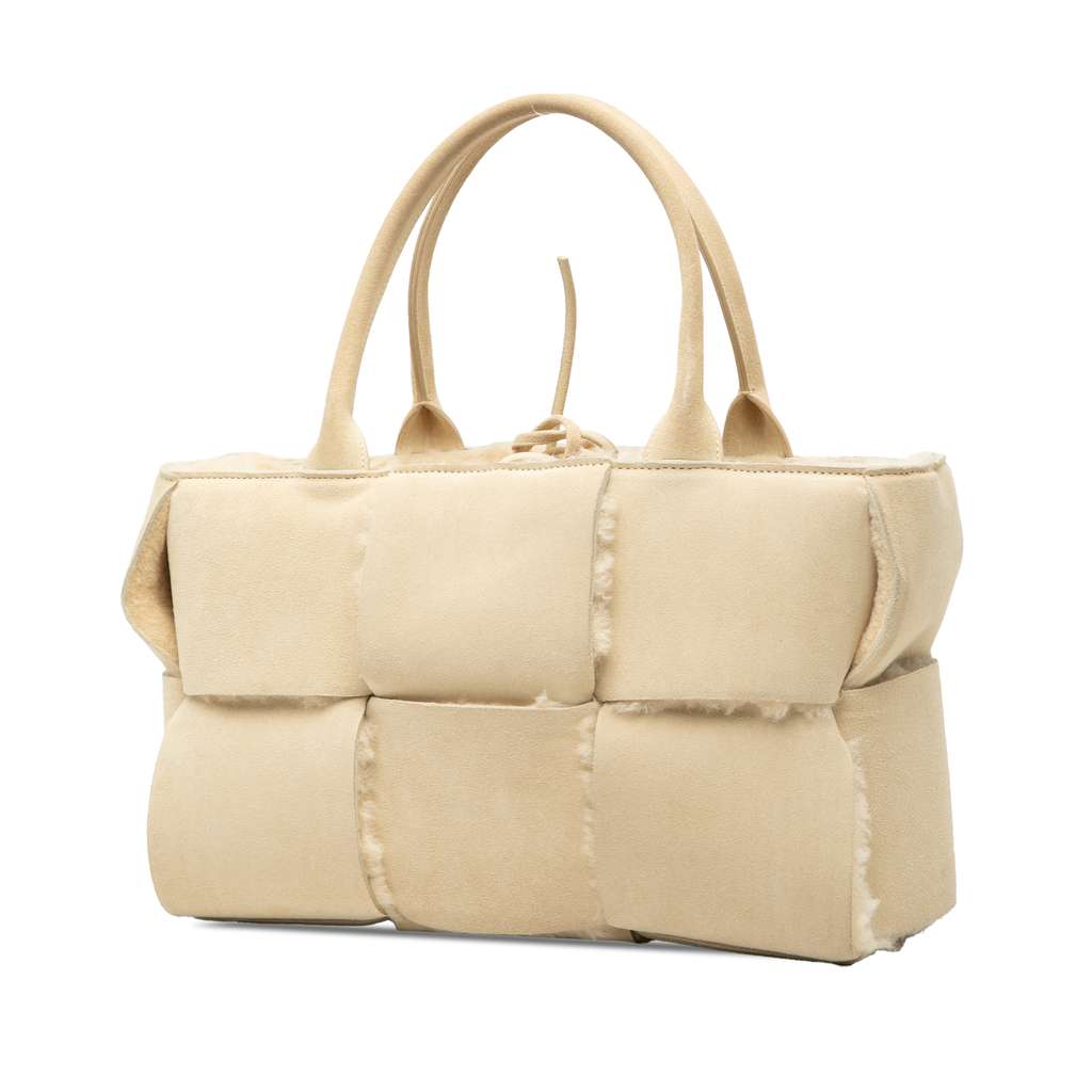 Bottega Veneta Small Suede and Shearling Maxi Intrecciato Arco Tote - 2