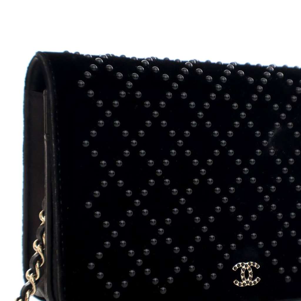Chanel CC Velvet Studded Wallet On Chain - 5