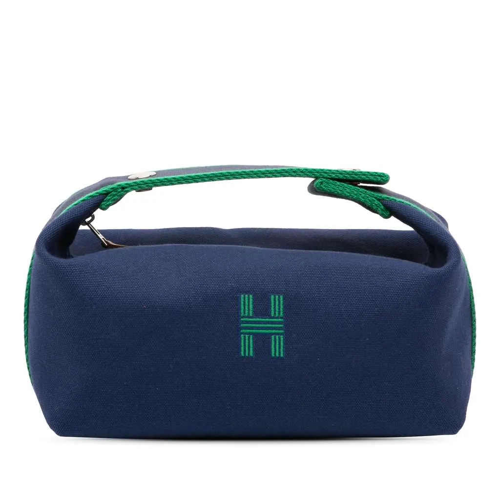Hermès Small Toile Bride A Brac Case Blue Canvas Very good - Front View