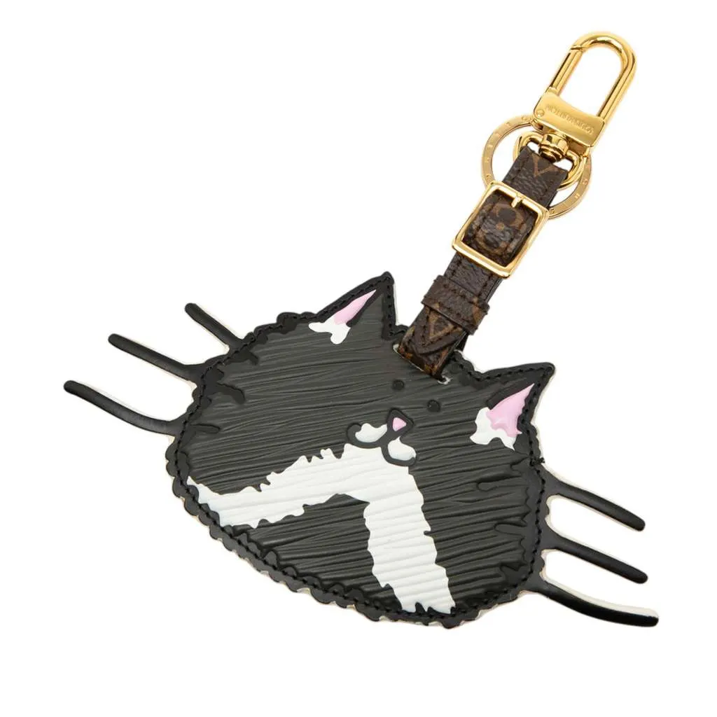 Louis Vuitton Limited Edition Grace Coddington Epi and Monogram Catogram Key Holder and Bag Charm Black Leather Good - Front View