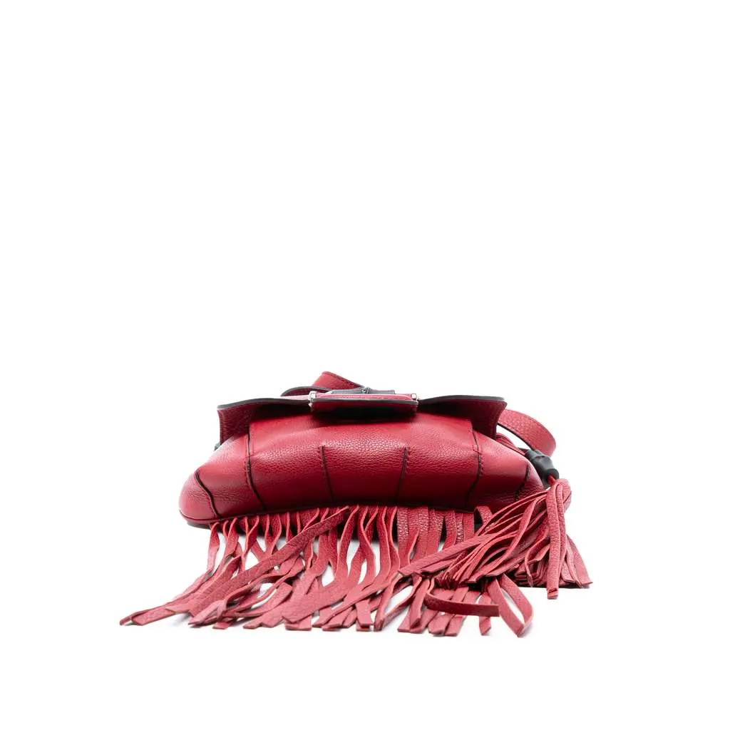 Gucci Small Leather Bamboo Nouveau Fringe Crossbody Red Leather Very good - Inside View