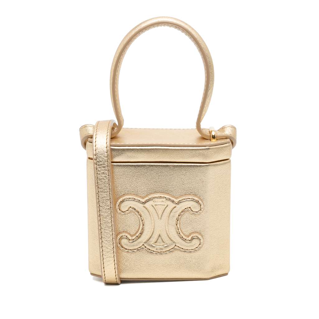 Celine Metallic Calfskin Triomphe Lock Bag