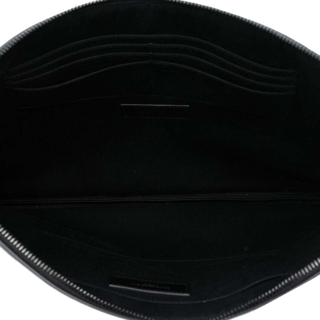 Saint Laurent Croc Embossed Leather Monogram Clutch - 4