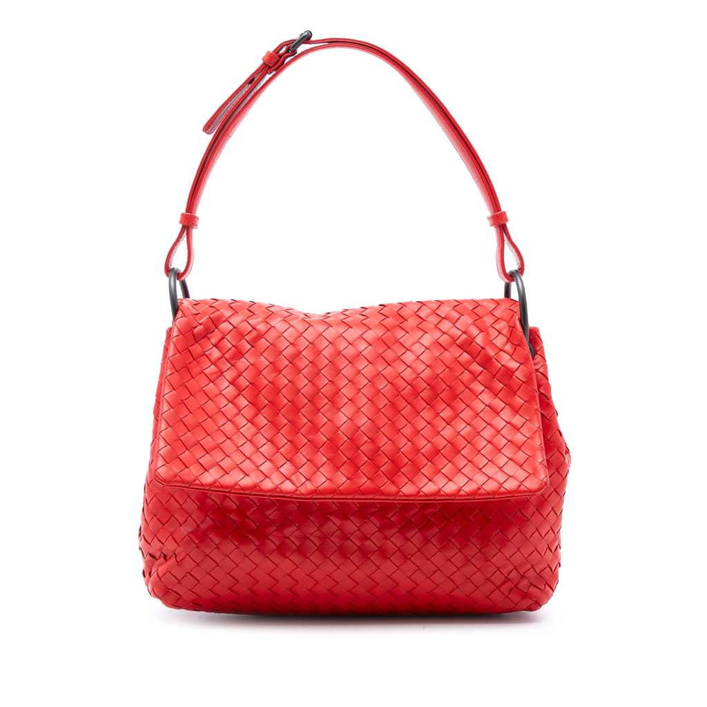 Bottega Veneta Nappa Intrecciato Flap Shoulder Bag