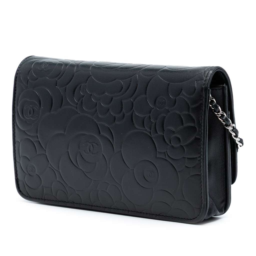 Chanel CC Embossed Lambskin Camellia Wallet On Chain - 2