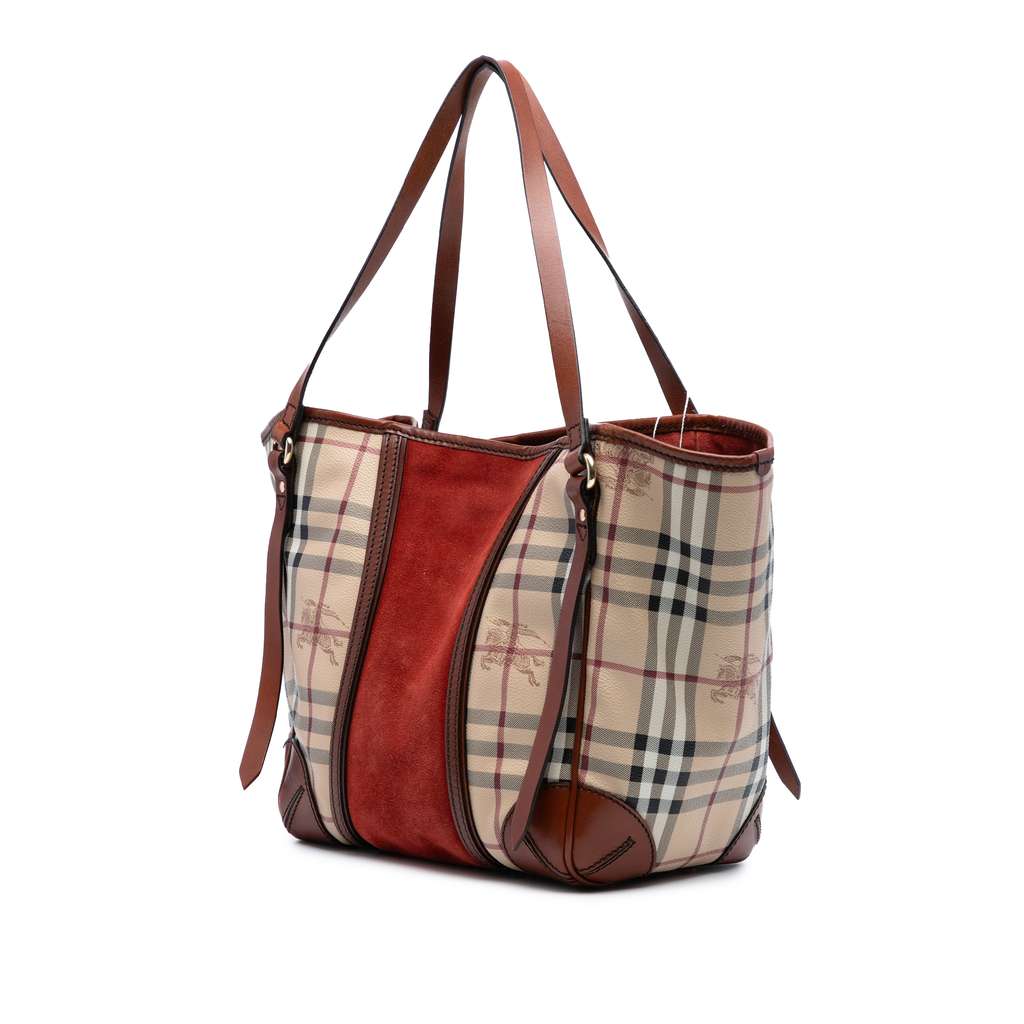 Burberry Small Suede Trimmed Haymarket Check Coated Canvas Canterbury Tote - 2