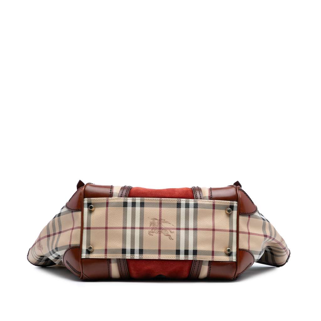 Burberry Small Suede Trimmed Haymarket Check Coated Canvas Canterbury Tote - 3