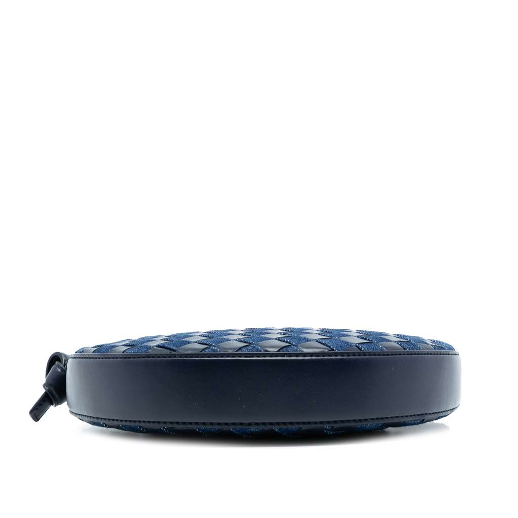 Bottega Veneta Mini Leather and Denim Intrecciato Sunrise Hobo - 3