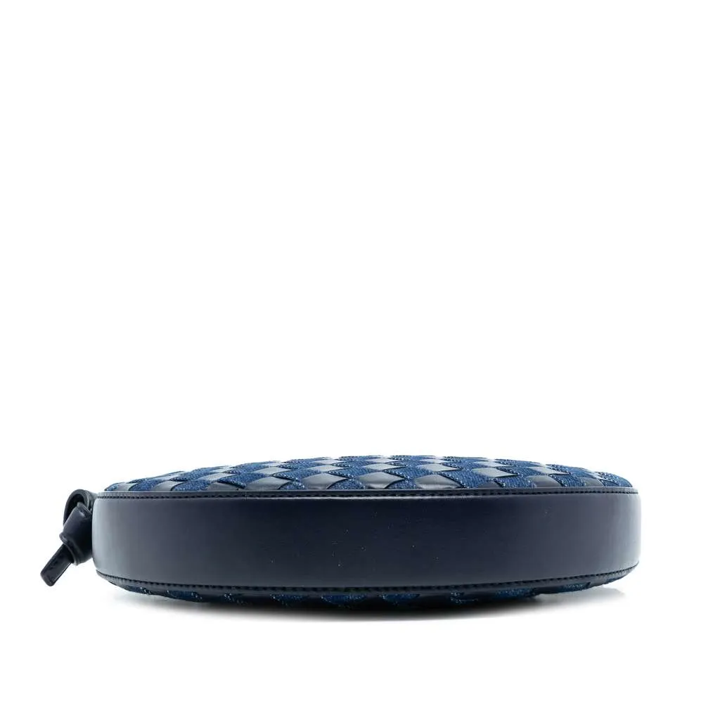 Bottega Veneta Mini Leather and Denim Intrecciato Sunrise Hobo Blue Leather Good - Inside View