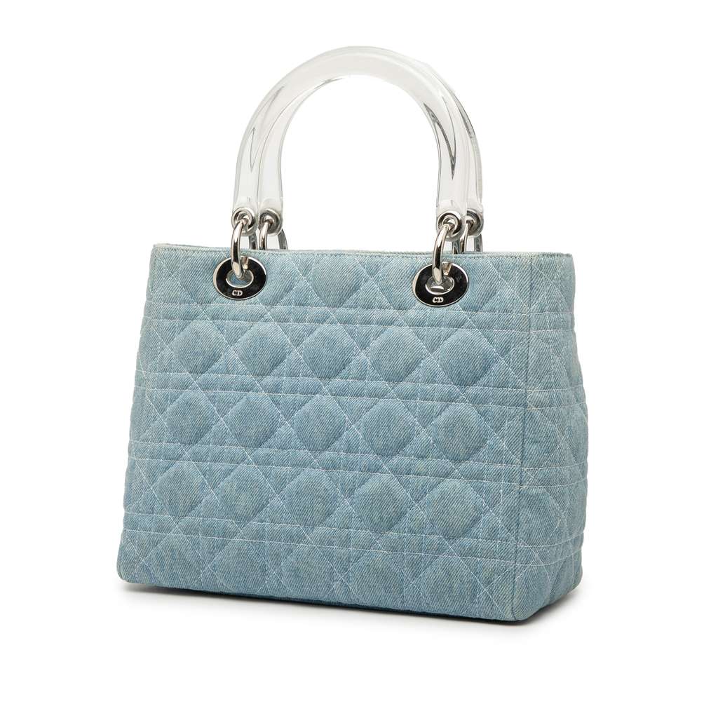 Dior Medium Denim Cannage Acrylic Handles Lady Dior - 2