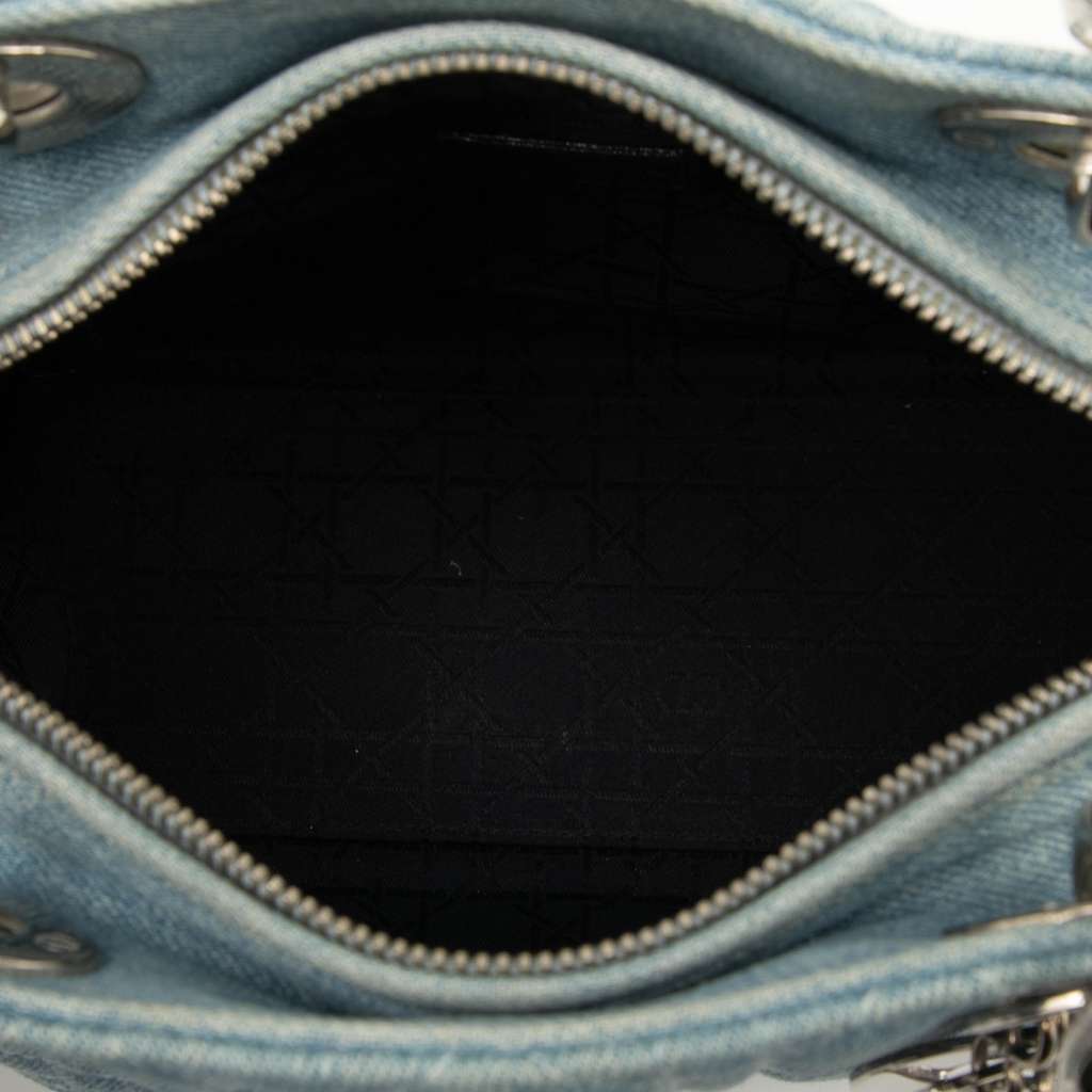 Dior Medium Denim Cannage Acrylic Handles Lady Dior - 4