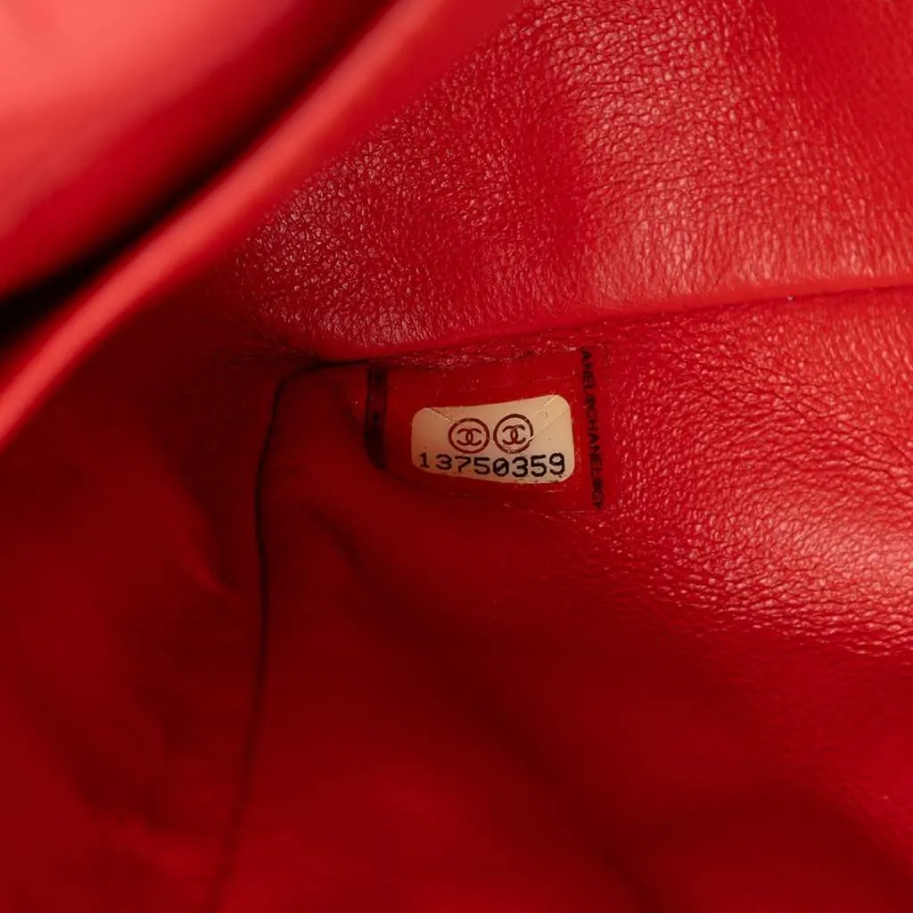 Chanel Classic Lambskin East West Single Flap Red Leather Good - Box View