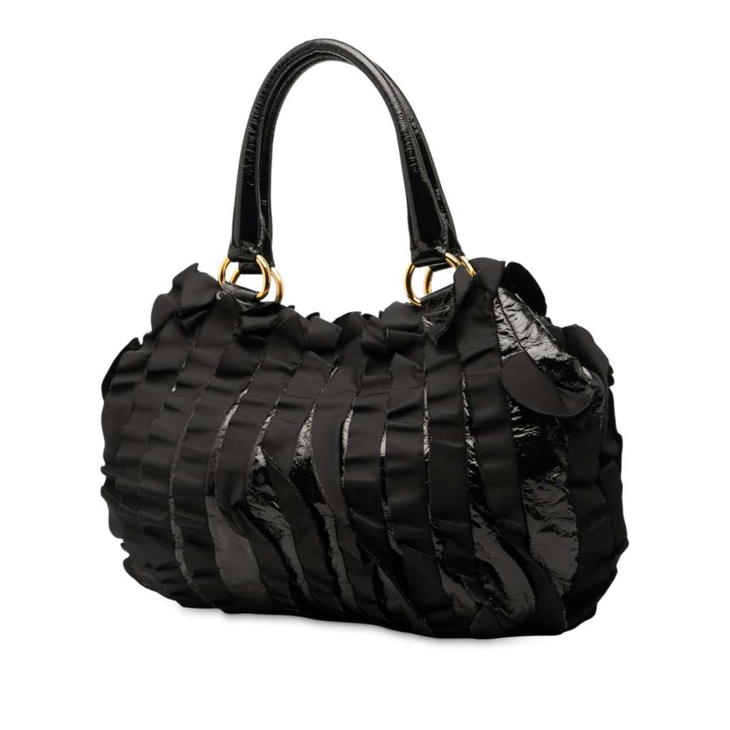 Prada Vernice and Tessuto Ruffle Tote - 2